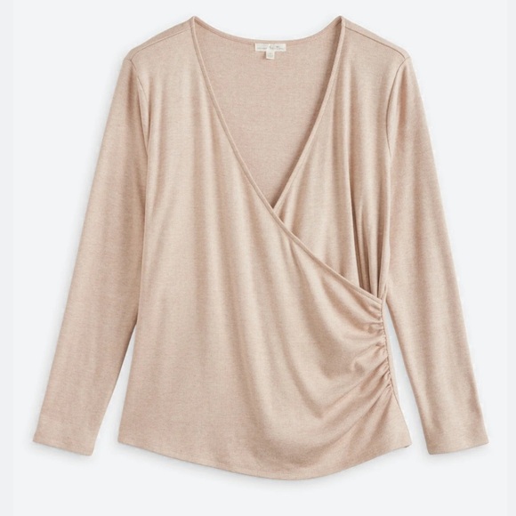 nine britton Tops - NINE BRITTON Long Sleeve Surplice Brushed Knit Top new small